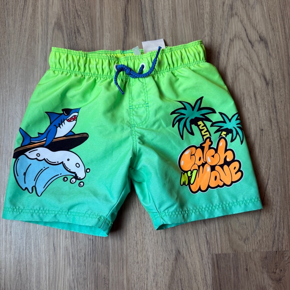 H&M Shark Print Swim Trunks Size 3/4T